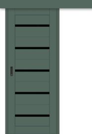 Межкомнатная дверь-купе ДП DIM I-1к Seagrass Matt / Lacobel Black