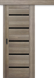 Межкомнатная дверь-купе ДП DIM I-1к Taupe Wood / Lacobel Black