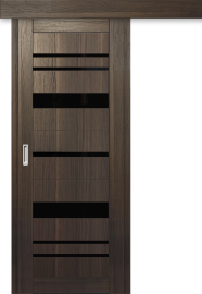 Межкомнатная дверь-купе ДП DIM I-16к Choco Wood / Lacobel Black