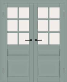 Двойная межкомнатная дверь с экошпоном ДП DIM I-12 Gloomy sky Matt Сатинато Белый