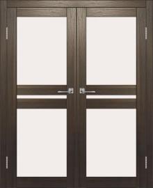 Двойная межкомнатная дверь с экошпоном ДП DIM I-7 Choco Wood Сатинато Белый