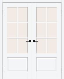 Двойная межкомнатная дверь ПЭТ Прима-13.0.1 White Silk/Magic Fog