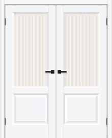 Двойная межкомнатная дверь ПЭТ Неоклассик-33 White Silk / Magic Moru