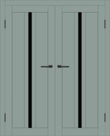 Двойная межкомнатная дверь с экошпоном ДП DIM I-9 Gloomy sky Matt Lacobel Black