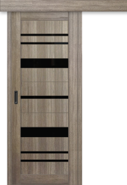 Межкомнатная дверь-купе ДП DIM I-16к Taupe Wood / Lacobel Black