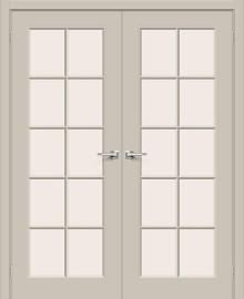 Двойная межкомнатная крашеная дверь Скинни-11.1 Creamy / Magic Fog
