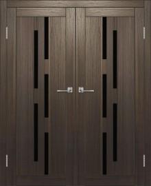 Двойная межкомнатная дверь с экошпоном ДП DIM I-4 Choco Wood Lacobel Black