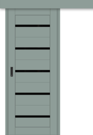 Межкомнатная дверь-купе ДП DIM I-1к Gloomy sky Matt / Lacobel Black