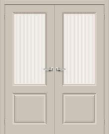 Двойная межкомнатная крашеная дверь Скинни-13 Creamy / Magic Moru