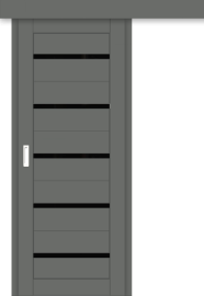 Межкомнатная дверь-купе ДП DIM I-1к Graphite Matt / Lacobel Black