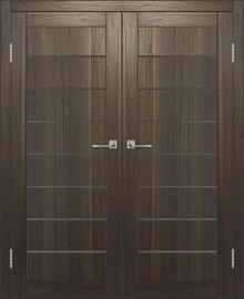 Двойная межкомнатная дверь с экошпоном ДП DIM I-3 Choco Wood Сатинато Графит