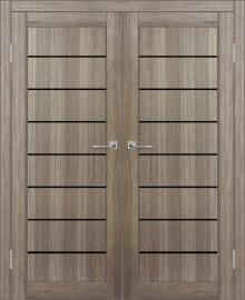 Двойная межкомнатная дверь с экошпоном ДП DIM I-3 Taupe Wood Lacobel Black