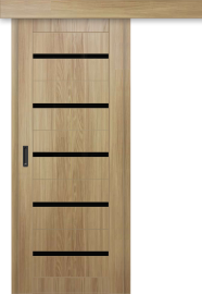 Межкомнатная дверь-купе ДП DIM I-1к Sandy Wood / Lacobel Black