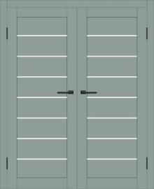 Двойная межкомнатная дверь с экошпоном ДП DIM I-3 Gloomy sky Matt Сатинато Белый