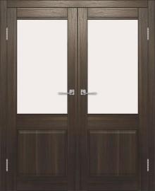 Двойная межкомнатная дверь с экошпоном ДП DIM I-11 Choco Wood Сатинато Белый