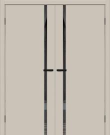 Двойная межкомнатная дверь ПЭТ Браво-0.40.П Cream Silk / Mirox Grey