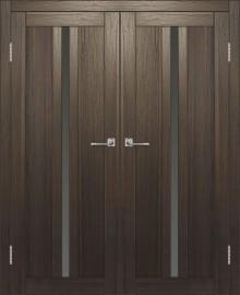 Двойная межкомнатная дверь с экошпоном ДП DIM I-9 Choco Wood Сатинато Графит