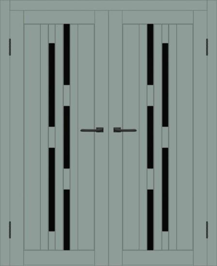 Двойная межкомнатная дверь с экошпоном ДП DIM I-4 Gloomy sky Matt Lacobel Black