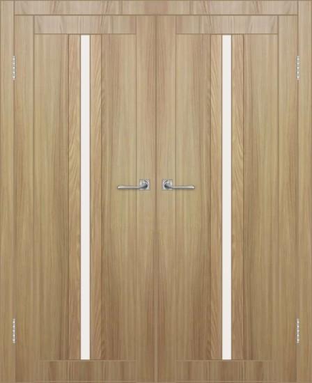 Двойная межкомнатная дверь с экошпоном ДП DIM I-9 Sandy Wood Сатинато Белый