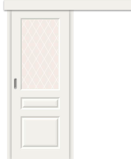 Межкомнатная дверь-купе Скинни-15.1к Whitey / White Crystal