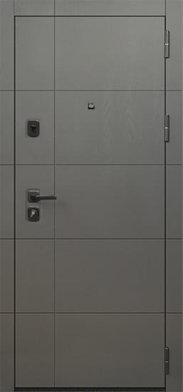 Входная дверь OIKO ACOUSTIC Grafika-2 Grafit Wood/K1 Софт серый