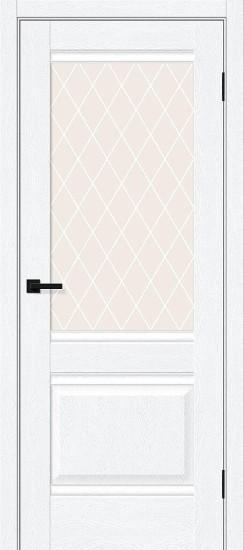 Межкомнатная дверь ПЭТ Прима-3 White Silkwood / White Crystal