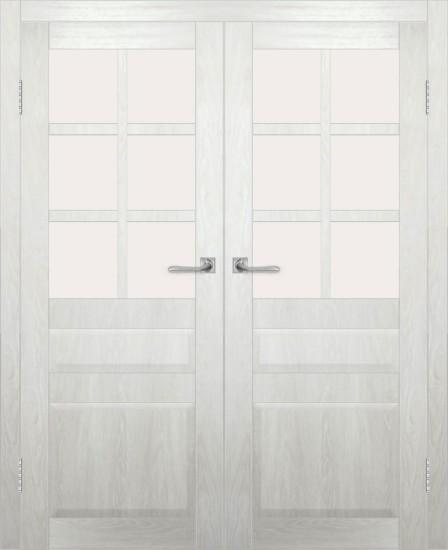 Двойная межкомнатная дверь с экошпоном ДП DIM I-12 Blond Wood Сатинато Белый