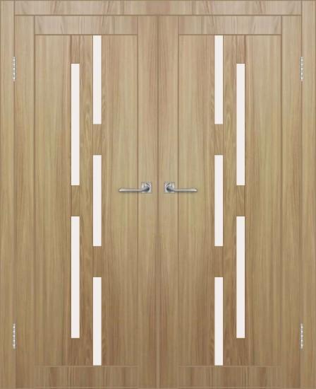 Двойная межкомнатная дверь с экошпоном ДП DIM I-4 Sandy Wood Сатинато Белый