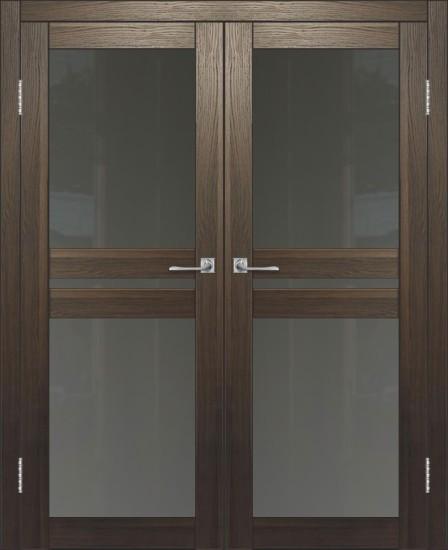 Двойная межкомнатная дверь с экошпоном ДП DIM I-7 Choco Wood Сатинато Графит