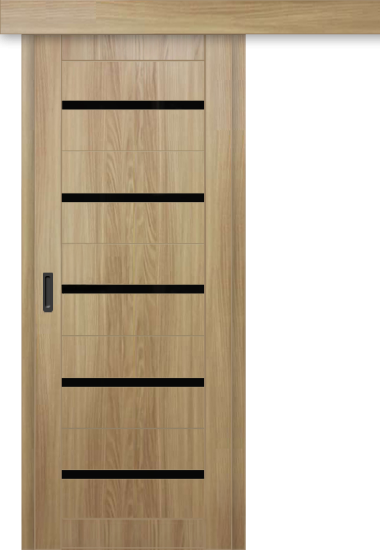 Межкомнатная дверь-купе ДП DIM I-1к Sandy Wood / Lacobel Black