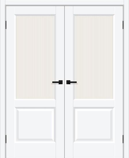 Двойная межкомнатная дверь ПЭТ Неоклассик-33 White Silk / Magic Moru