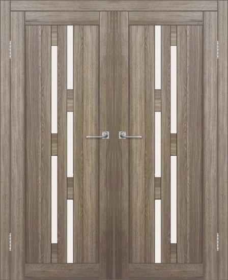 Двойная межкомнатная дверь с экошпоном ДП DIM I-4 Taupe Wood Сатинато Белый