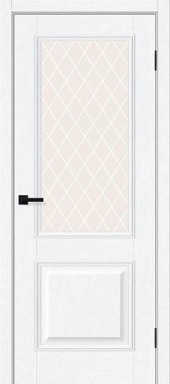 Межкомнатная дверь ПЭТ Классик-13 White Silkwood / White Сrystal