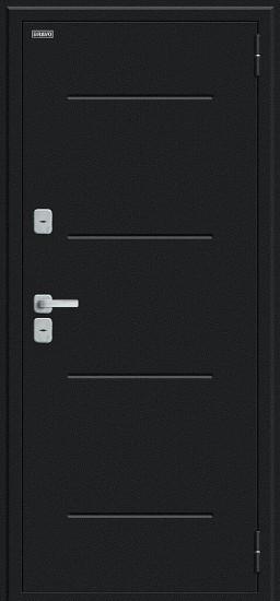 Металлическая дверь с терморазрывом Лайн/BChrome Букле чёрное/Wenge Melinga