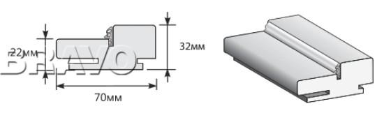 Коробка "Т" ПЭТ Grey Silk МДФ 2370*70*32 (у,п)