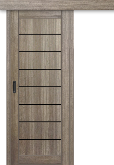 Межкомнатная дверь-купе ДП DIM I-3к Taupe Wood / Lacobel Black