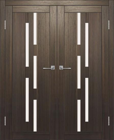 Двойная межкомнатная дверь с экошпоном ДП DIM I-4 Choco Wood Сатинато Белый