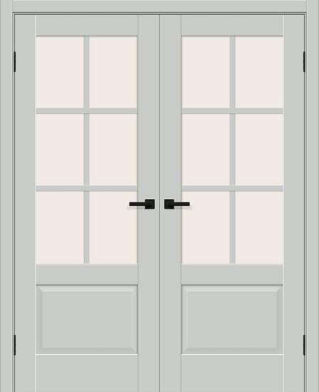 Двойная межкомнатная дверь ПЭТ Прима-13.0.1 Grey Silk/Magic Fog