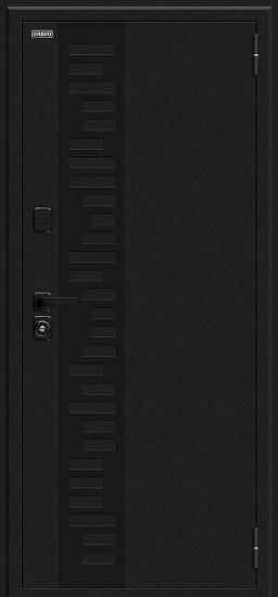 Металлическая дверь с терморазрывом Техно Д2/SBlack Букле чёрное/White Silk