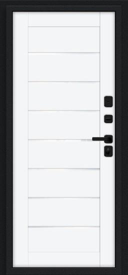 Металлическая дверь с терморазрывом Техно Д2/SBlack Букле чёрное/White Silk