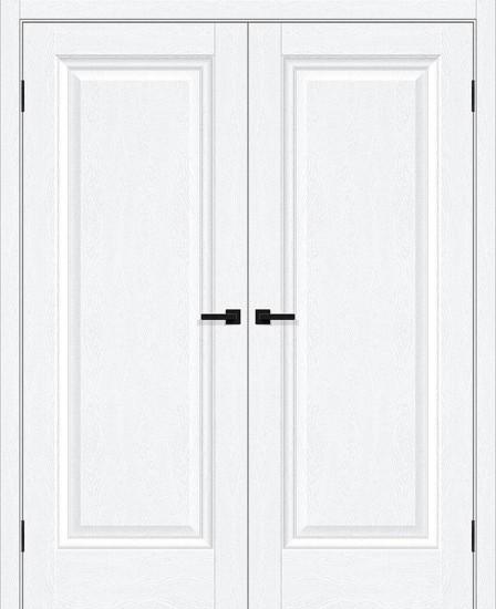 Двойная межкомнатная дверь ПЭТ Прима-0 White Silkwood