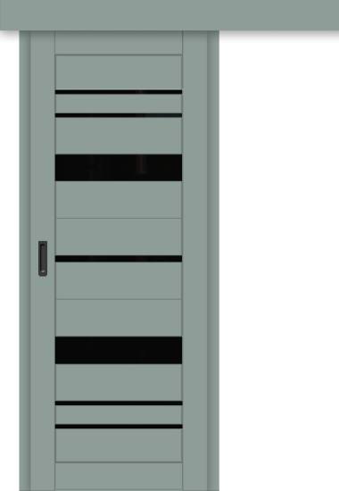 Межкомнатная дверь-купе ДП DIM I-16к Gloomy sky Matt / Lacobel Black