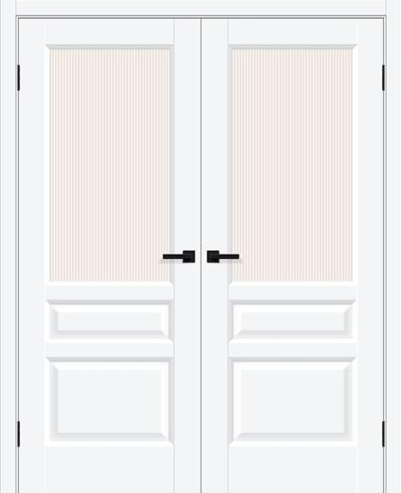 Двойная межкомнатная дверь ПЭТ Неоклассик-35 White Silk / Magic Moru