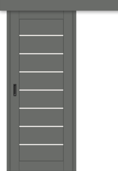 Межкомнатная дверь-купе ДП DIM I-3к Graphite Matt / Сатинато Белый