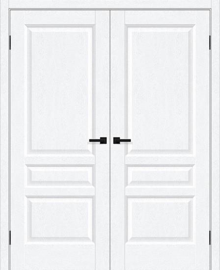 Двойная межкомнатная дверь ПЭТ Неоклассик-34 White Silkwood