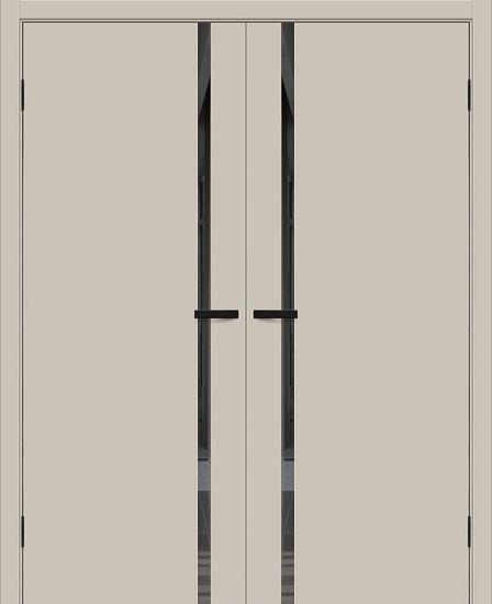 Двойная межкомнатная дверь ПЭТ Браво-0.40.П Cream Silk / Mirox Grey