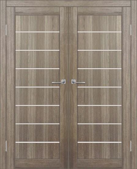 Двойная межкомнатная дверь с экошпоном ДП DIM I-3 Taupe Wood Сатинато Белый