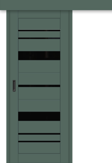 Межкомнатная дверь-купе ДП DIM I-16к Seagrass Matt / Lacobel Black