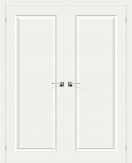 Двойная межкомнатная крашеная дверь Скинни-10 Whitey