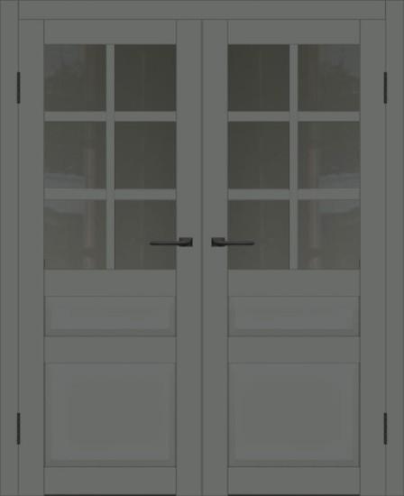 Двойная межкомнатная дверь с экошпоном ДП DIM I-12 Graphite Matt Сатинато Графит